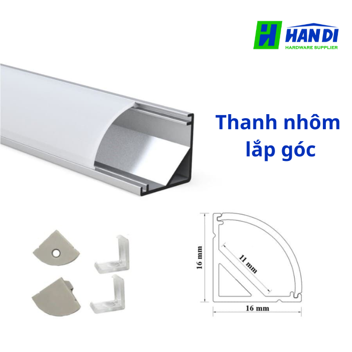 Thanh nhôm lắp góc đèn led