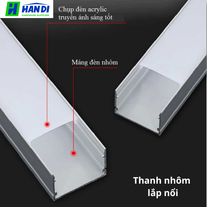 Thanh nhôm lắp nổi đèn led