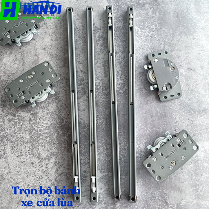 Trọn bộ phụ kiện bánh xe cửa lùa tủ áo 2 cánh