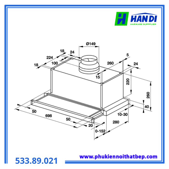 Máy hút mùi HAFELE HH-SG70A 533.89.021