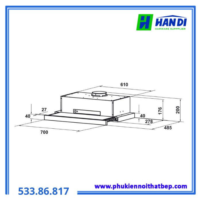 Máy hút mùi HAFELE HH-TT70A 533.86.817