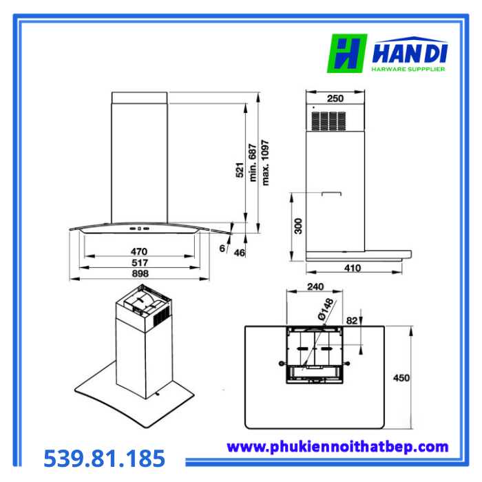 Máy hút mùi HAFELE HH-WG90B 539.81.185