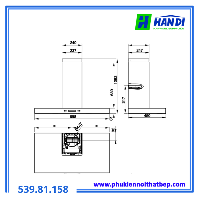 Máy hút mùi HAFELE HH-WI70C 539.81.158