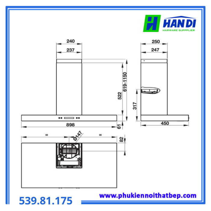 Máy hút mùi HAFELE HH WI90B 539.81.175