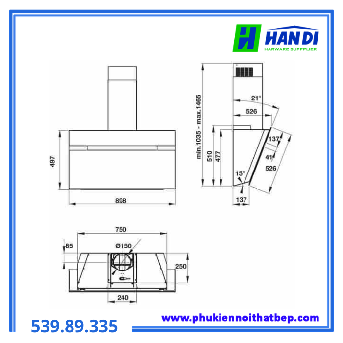 Máy hút mùi HAFELE HH-WVG90B 539.89.335