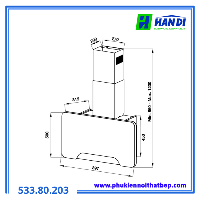 máy hút mùi Hafele HHWVGD90A 533.80.203