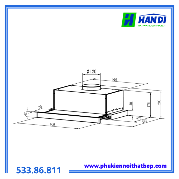 Máy hút mùi âm tủ HAFELE HC-T603B 533.86.811