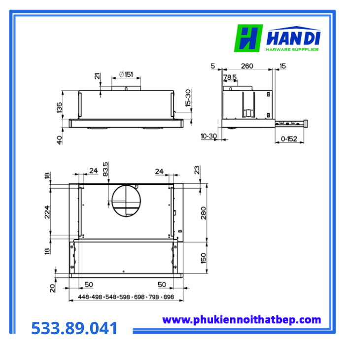 Máy hút mùi âm tủ HAFELE HH-S60A 533.89.041