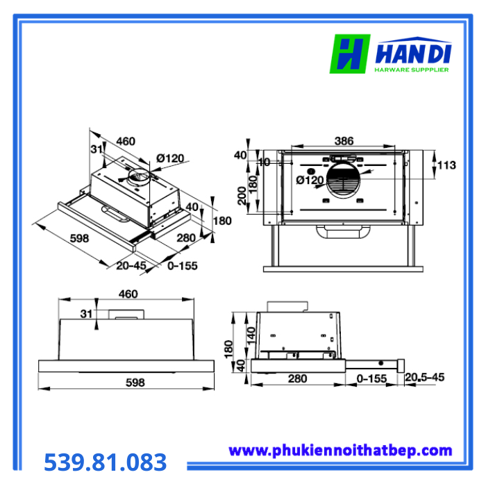 Máy hút mùi âm tủ HAFELE HH-TI60D 539.81.083