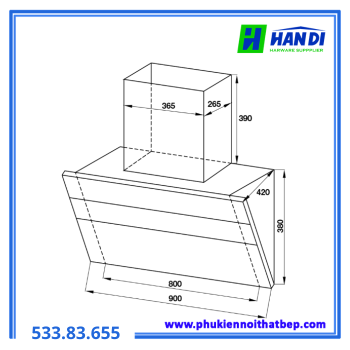 máy hút mùi áp tường HAFELE HC-H901WB 533.83.655