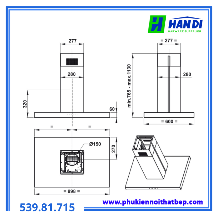 Máy hút mùi đảo HAFELE HH-IS90A 539.81.715