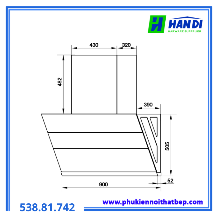 Máy hút mùi gắn tường HAFELE HC-H902WC 538.81.742