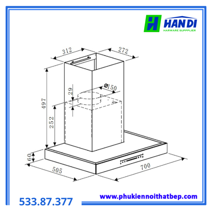 Máy hút mùi gắn tường HAFELE HC-W705B 533.87.377