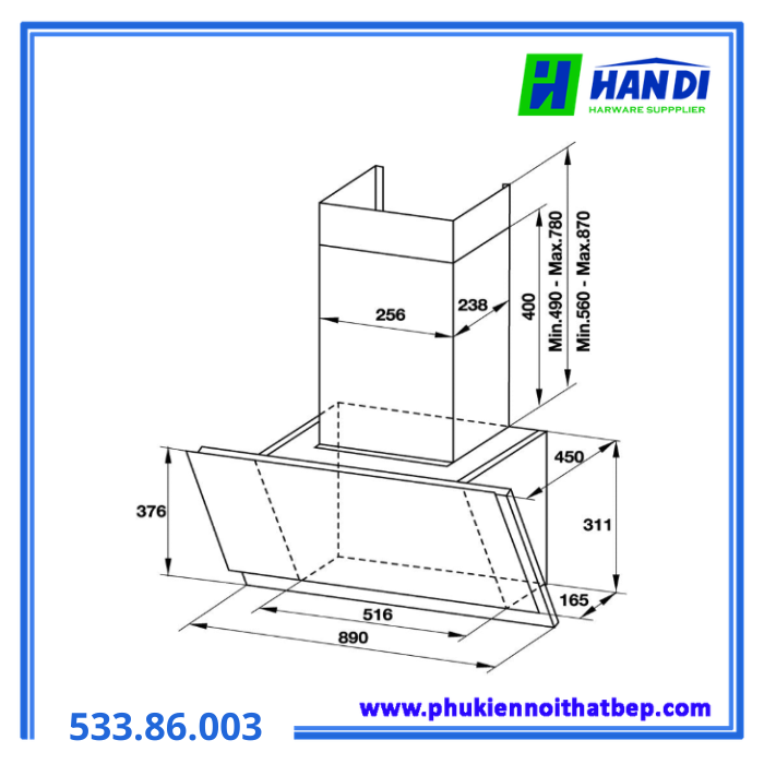Máy hút mùi treo tường HAFELE HH-WVS90A 533.86.003