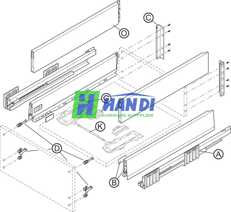 Ray Hộp BLUM MERIVOBOX R3 E 40KG