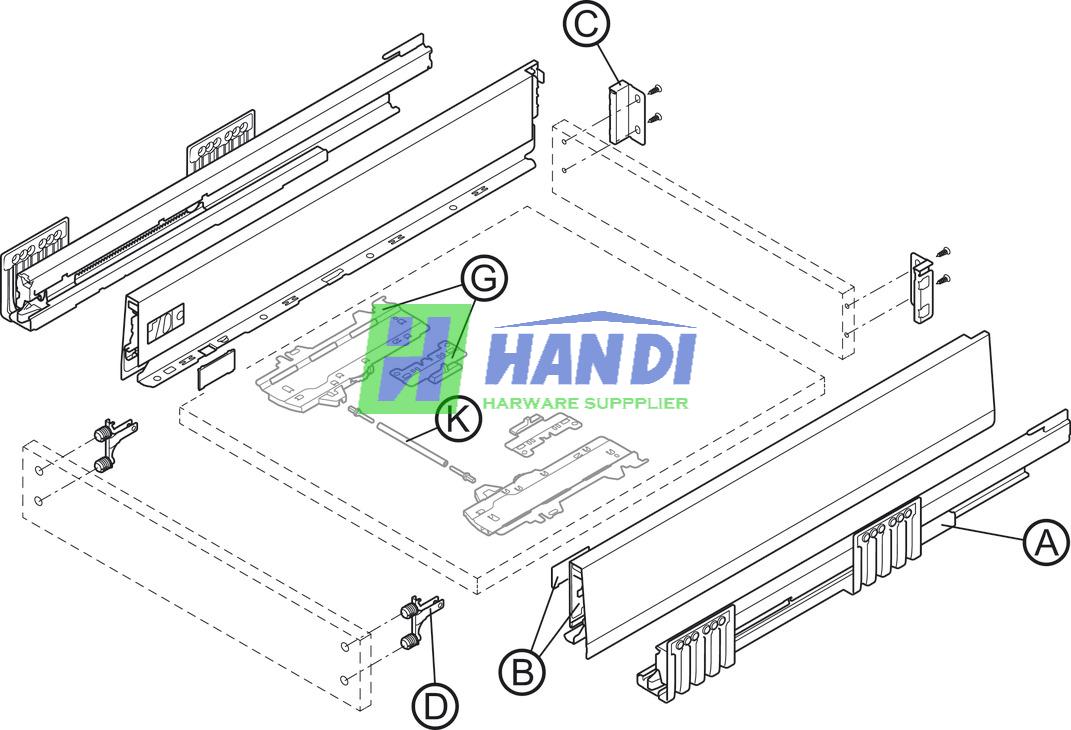 Ray hộp Blum MERIVOBOX R1 M 40KG