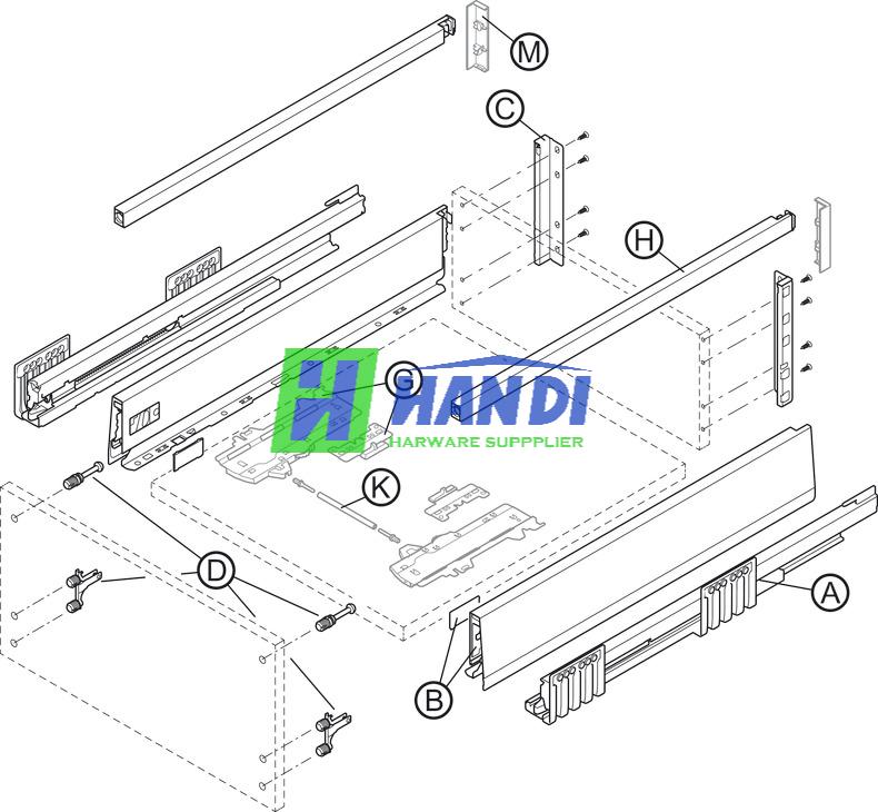 Ray Hộp Blum MERIVOBOX R2 E 40KG
