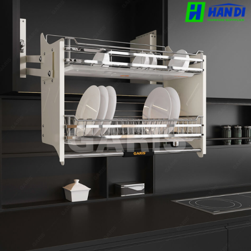 Giá Bát Đĩa Nâng Hạ cho tủ bếp hiện đại