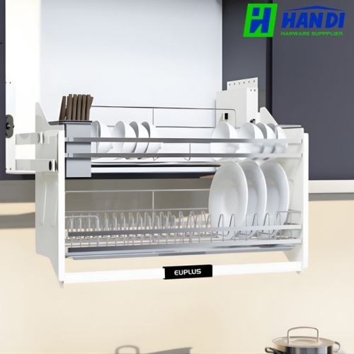 Mẫu giá bát đĩa nâng hạ EUPLUS cho tủ bếp hiện đại