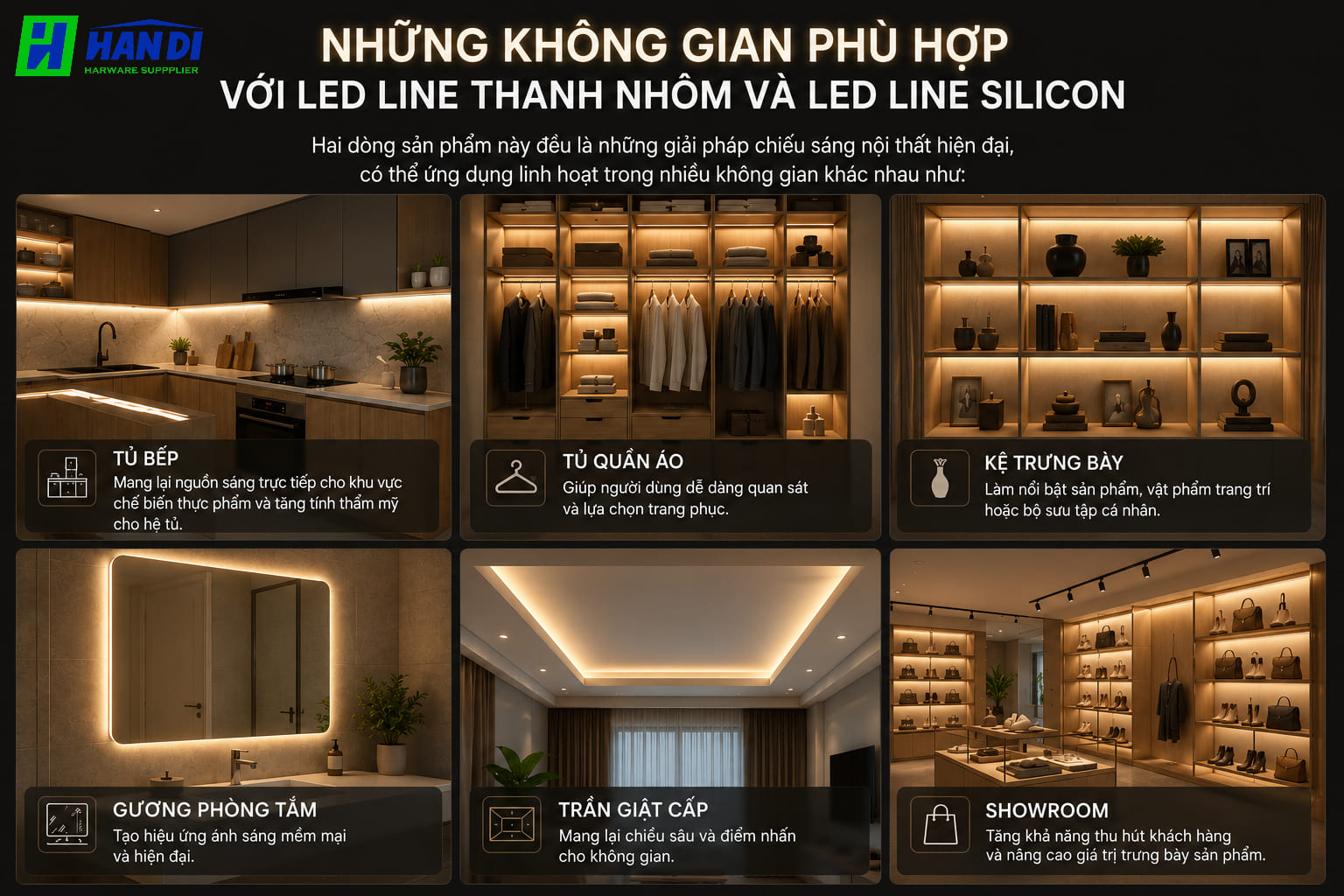 Những Không Gian Phù Hợp Với LED Line Thanh Nhôm Và LED Line Silicon