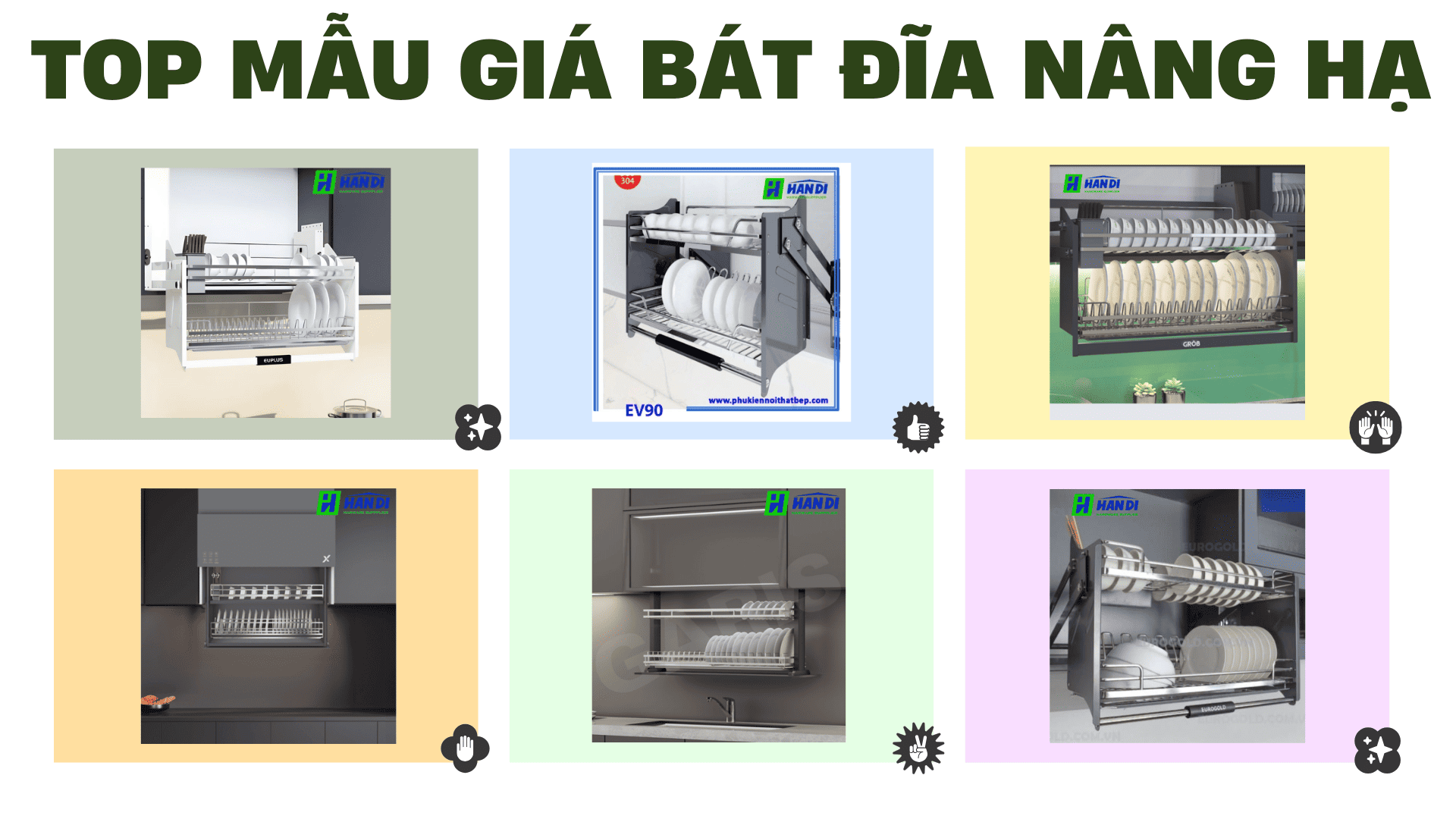 Top mẫu giá bát đĩa nâng hạ được ưa chuộng trong thiết kế nội thất bếp