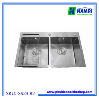 Chậu rửa 2 hố lệch thoát tròn GARIS GS23.82