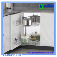 Kệ mâm xoay góc 180 nan tròn inox SUS304 Grob C1.8180, C1.7180