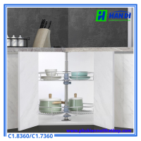 Kệ mâm xoay góc 360 nan dẹt inox SUS304 Grob C1.8360, C1.7360
