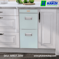 Thùng gạo mặt kính trắng xanh, 2 khoang GARIS MR07.30W