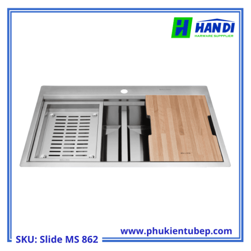 Chậu rửa chén 2 hố inox 304 MALLOCA Slide MS 862