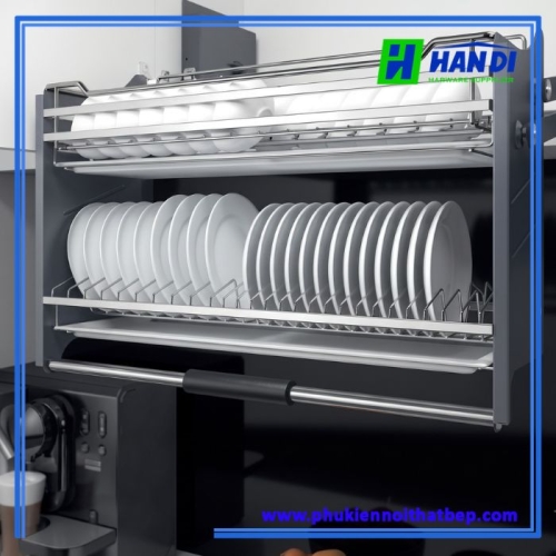 Giá bát đĩa nâng hạ 2 tầng nan dẹt và tròn BNH304