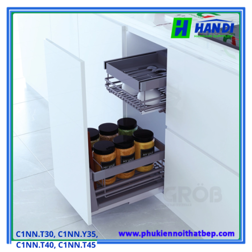 Kệ đựng gia vị chai lọ hợp kim nhôm nan oval GROB C1NN