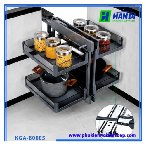 Kệ góc liên hoàn khung nhôm - vách kính KGA-800ES, KGM-180R