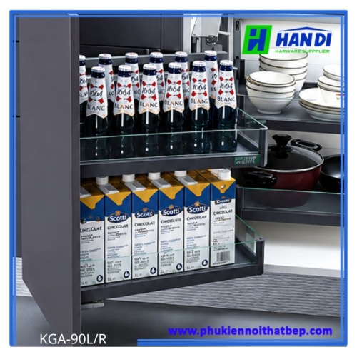 Kệ góc liên hoàn khung nhôm - vách kính KGA-90L/R