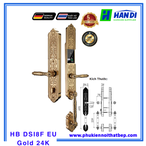 Khóa điện tử đại sảnh Huyndai Hubert HB DSI8F EU Gold 24K
