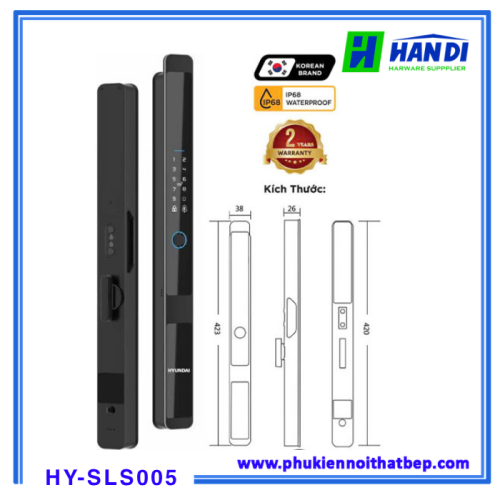 Khóa thông minh Hyundai cửa nhôm HY-SLS005 Black