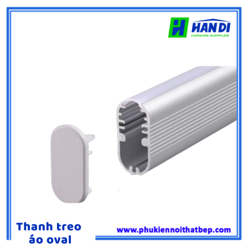 Thanh nhôm oval treo áo tích hợp khe đèn LED