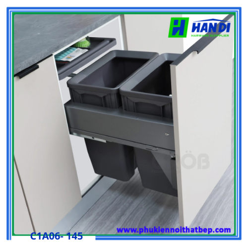 Thùng đựng rác ray âm giảm chấn 2 khoang C1A06-145