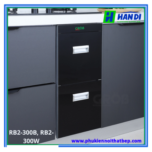 Thùng gạo mặt gương 2 ngăn RB2-300B, RB2-300W