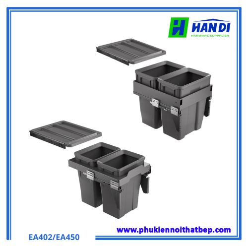 Thùng rác đôi âm tủ giảm chấn cao cấp Eurogold EA402, EA450