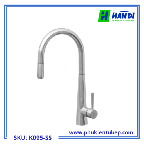 Vòi rửa chén nóng lạnh dây rút MALLOCA K095-SS