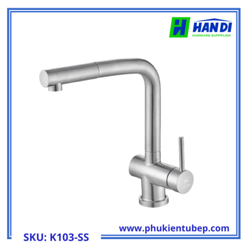 Vòi rửa chén nóng lạnh dây rút MALLOCA K103-SS