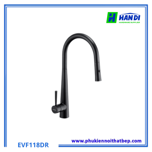 Vòi Rửa Bát Eurogold EVF118DR Dây Rút Inox 304 Đen